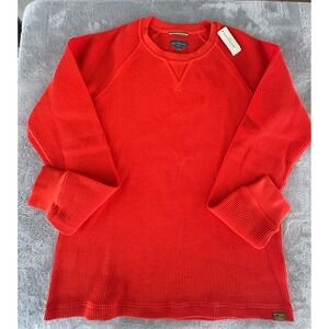 L.L. Bean Signature Slim Fit Waffle Knit Thermal LS Orange Shirt Mens Size Large